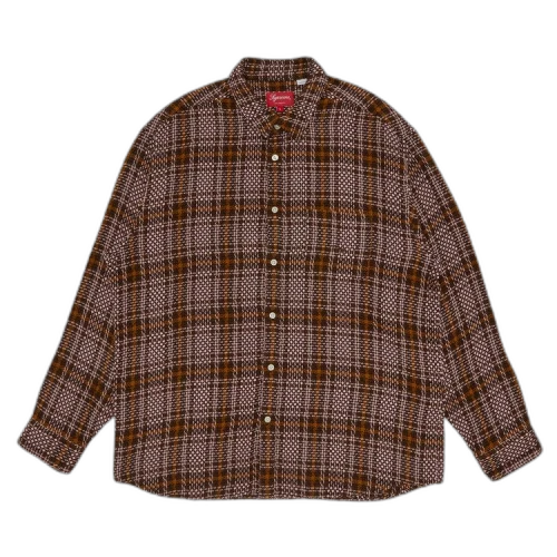 Supreme Basket Weave Plaid Shirt 'Brown'