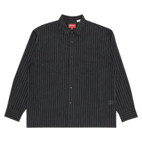 Supreme Pinstripe Linen Shirt 'Navy'