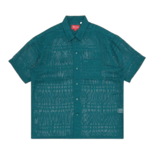 Supreme Mesh Stripe Short-Sleeve Shirt 'Green'