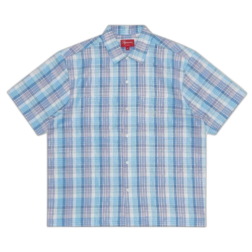 Supreme Metallic Plaid Short-Sleeve Shirt 'Light Blue'