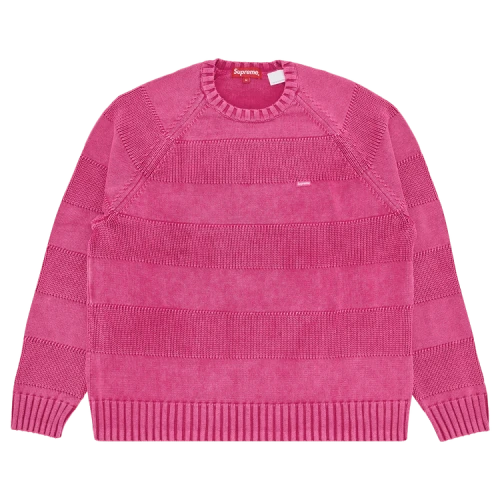 Supreme Small Box Stripe Sweater 'Fuchsia'