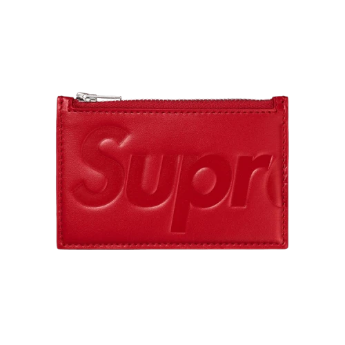 Supreme Leather Zip Card Holder 'Red'