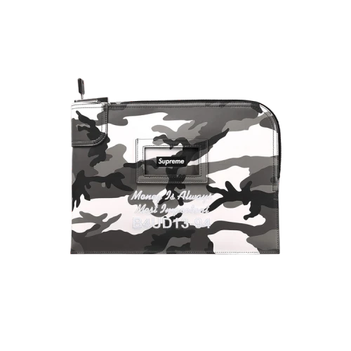 Supreme Leather Money Bag 'Snow Camo'