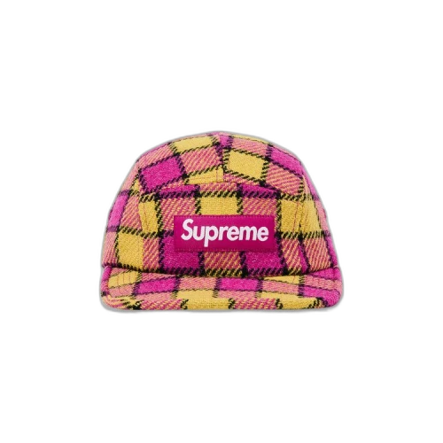 Supreme Harris Tweed Camp Cap 'Pink Plaid'