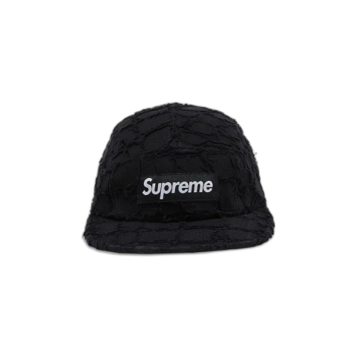 Supreme Frayed Croc Denim Camp Cap 'Black'