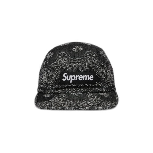 Supreme Bandana Jacquard Denim Camp Cap 'Black'