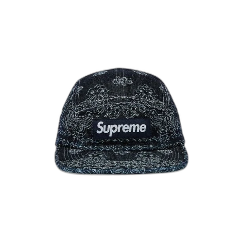 Supreme Bandana Jacquard Denim Camp Cap 'Indigo'