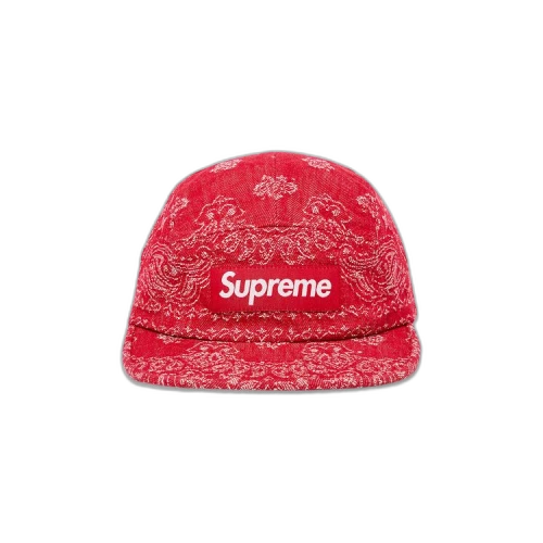 Supreme Bandana Jacquard Denim Camp Cap 'Red'