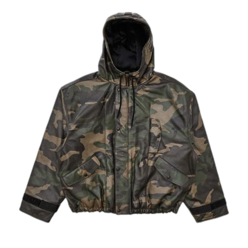 Supreme x Martithé + François Girbaud Hooded Leather Flight Bomber Jacket 'Woodland Camo'