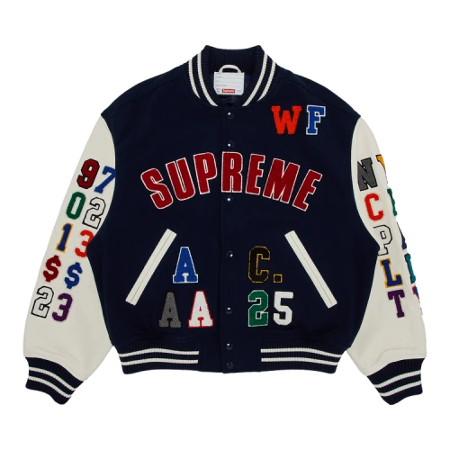 Supreme Praises Varsity Jacket 'Navy'