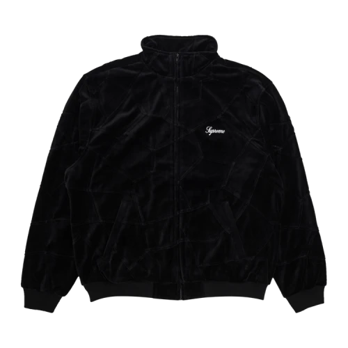 Supreme Patchwork Velour Track Jacket 'Black'
