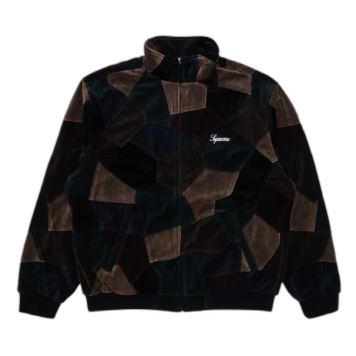 Supreme Patchwork Velour Track Jacket 'Dark Navy'