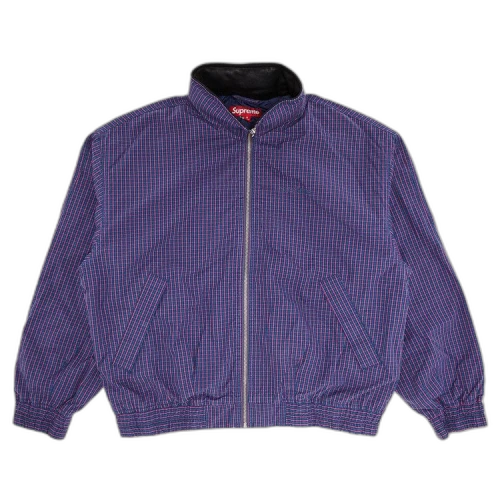 Supreme Leather Collar Utility Jacket 'Blue Plaid'