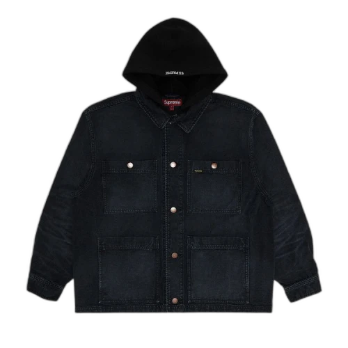 Supreme Worn Hooded Chore Coat 'Black'