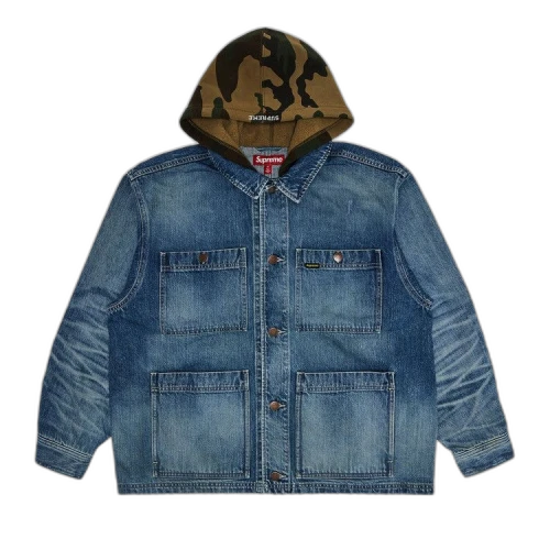 Supreme Worn Hooded Chore Coat 'Denim'
