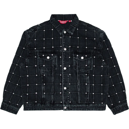 Supreme Studded Seam Denim Trucker Jacket 'Black'