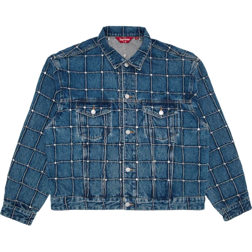 Supreme Studded Seam Denim Trucker Jacket 'Blue'
