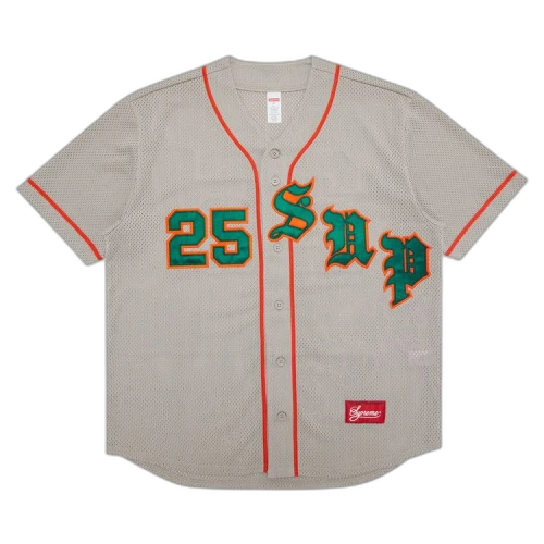 Supreme Old English Baseball Jersey 'Grey'