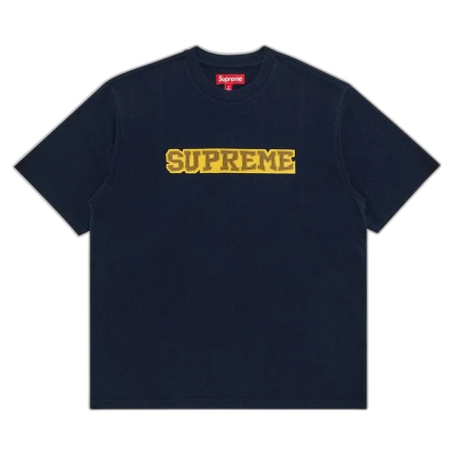 Supreme Satin Appliqué Short-Sleeve Top 'Navy'