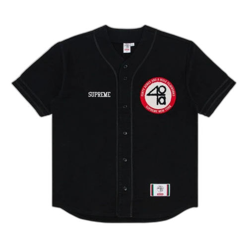 Supreme x 40 Acres Twill Baseball Jersey 'Black'
