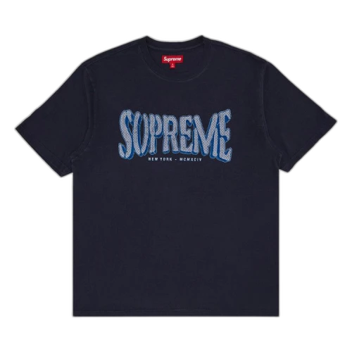 Supreme Flocked Washed Short-Sleeve Top 'Dusty Navy'