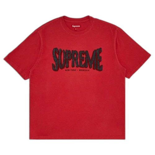 Supreme Flocked Washed Short-Sleeve Top 'Red'