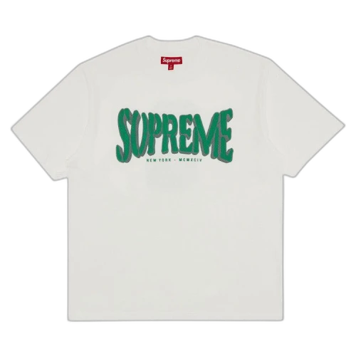 Supreme Flocked Washed Short-Sleeve Top 'White'