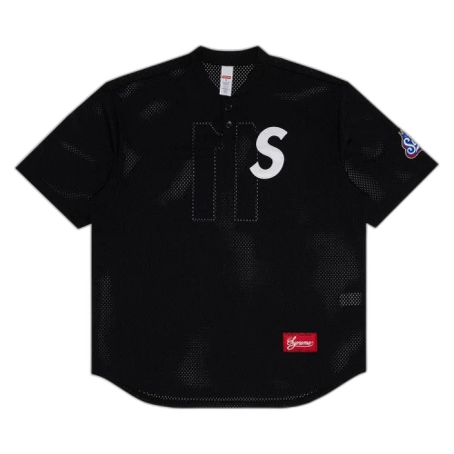 Supreme S Logo Baseball Henley 'Black'
