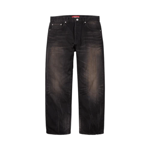 Supreme Distressed Loose Fit Selvedge Jean 'Washed Black'
