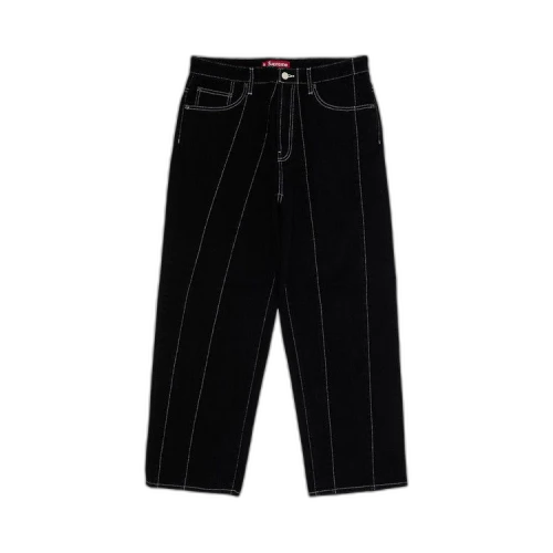 Supreme Paneled Stripe Baggy Jean 'Black'