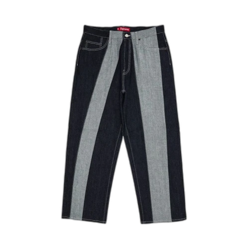 Supreme Paneled Stripe Baggy Jean 'Rigid Indigo'