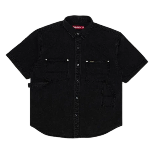 Supreme Loose Fit Short-Sleeve Denim Painter Shirt 'Black'