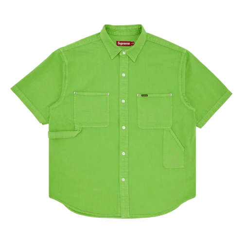 Supreme Loose Fit Short-Sleeve Denim Painter Shirt 'Green'