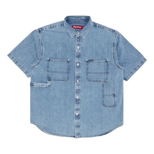 Supreme Loose Fit Short-Sleeve Denim Painter Shirt 'Washed Indigo'