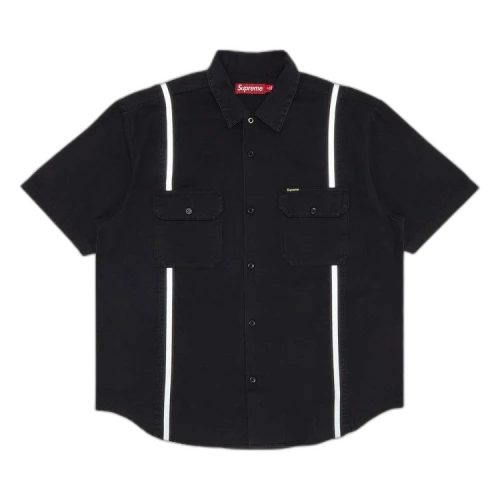 Supreme Reflective Stripe Short-Sleeve Work Shirt 'Black'
