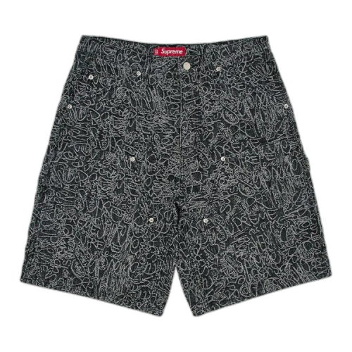 Supreme Handwriting Double Knee Denim Short 'Black'