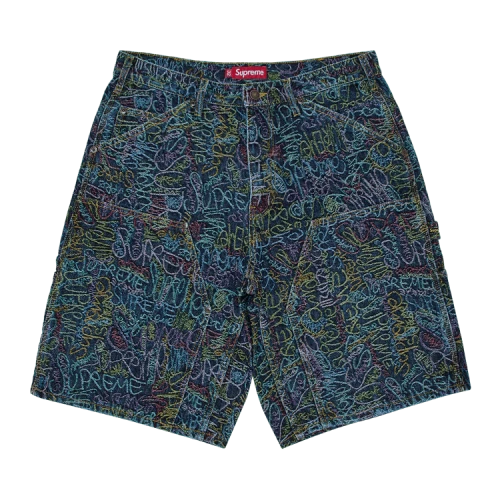Supreme Handwriting Double Knee Denim Short 'Indigo'