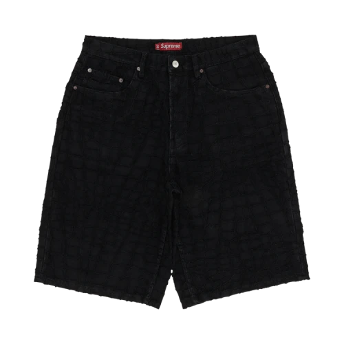 Supreme Frayed Croc Baggy Denim Short 'Black'