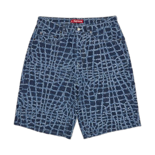 Supreme Frayed Croc Baggy Denim Short 'Indigo'