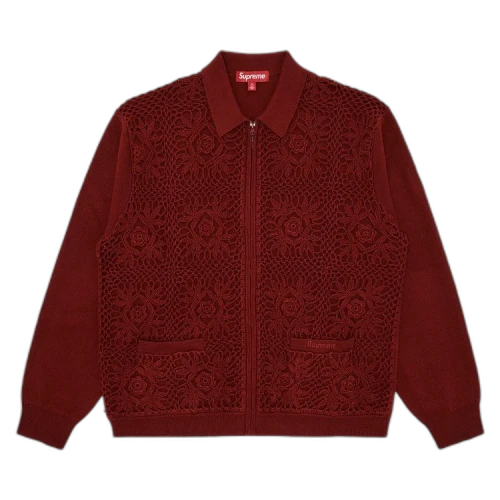 Supreme Crochet Zip Up Cardigan 'Dark Red'