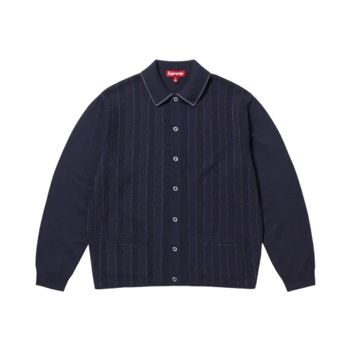 Supreme Herringbone Cardigan 'Navy'
