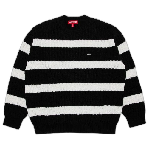 Supreme Loose Gauge Stripe Small Box Sweater 'Black'