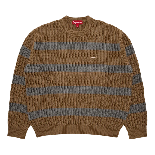 Supreme Loose Gauge Stripe Small Box Sweater 'Khaki'