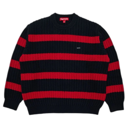 Supreme Loose Gauge Stripe Small Box Sweater 'Navy'