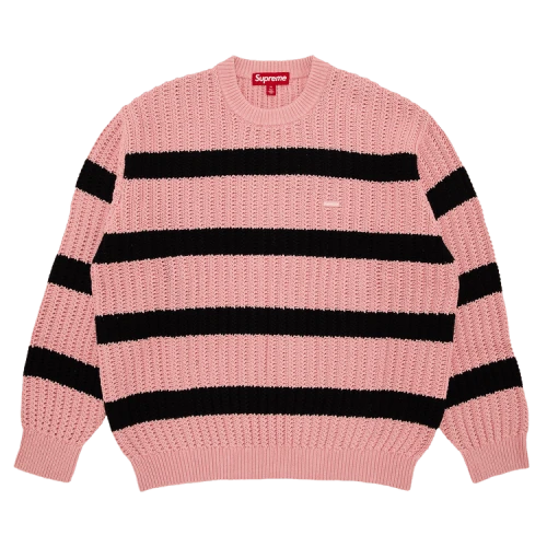 Supreme Loose Gauge Stripe Small Box Sweater 'Pink'