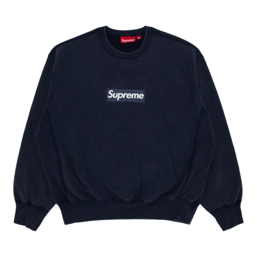 Supreme Washed Box Logo Crewneck 'Navy'