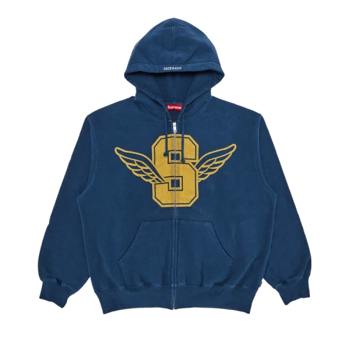 Supreme Wings Zip Up Hooded Sweatshirt 'Dark Blue'