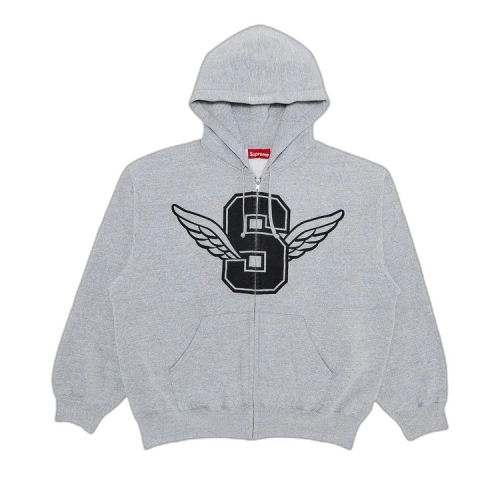 Supreme Wings Zip Up Hooded Sweatshirt 'Heather Grey'