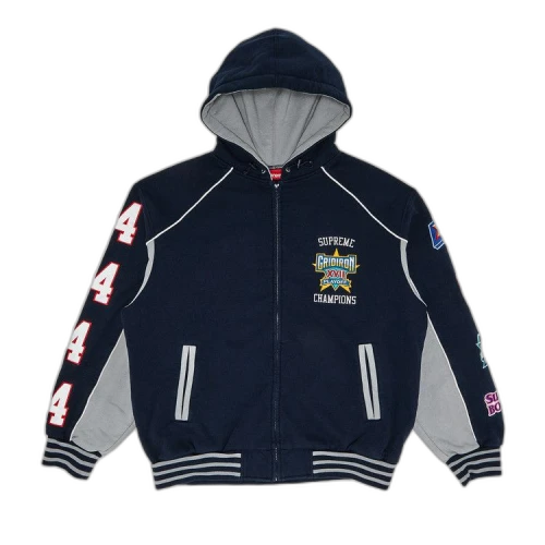 Supreme Playoffs Zip Up Hooded Sweatshirt 'Navy'
