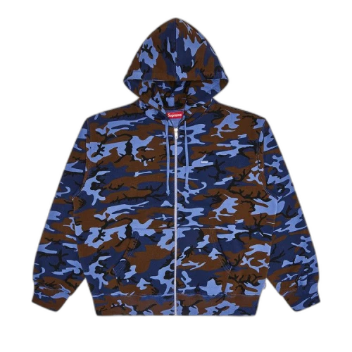 Supreme Small Box Zip Up Hooded Sweatshirt 'Blue Camo'